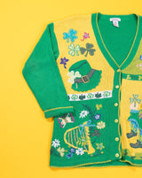 Vintage 90s Gallagher St. Patricks Day Leprechaun Cardigan Sweater