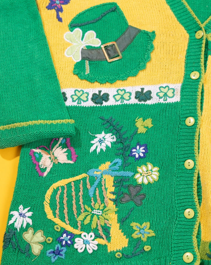 Vintage 90s Gallagher St. Patricks Day Leprechaun Cardigan Sweater