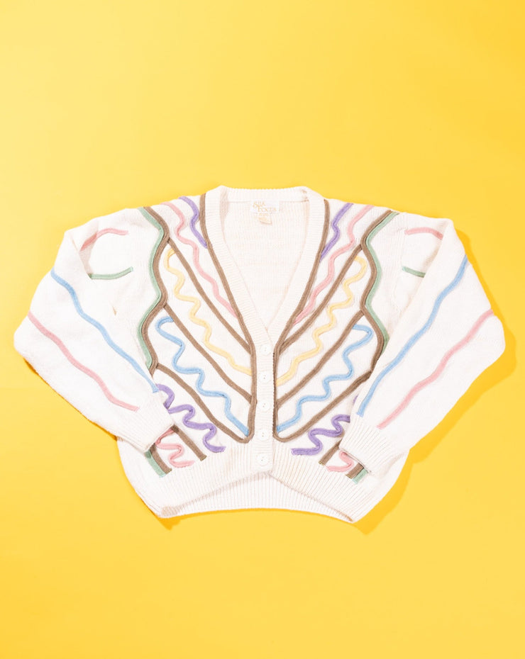 Vintage 80s Silk Focus Retro Cardigan Sweater