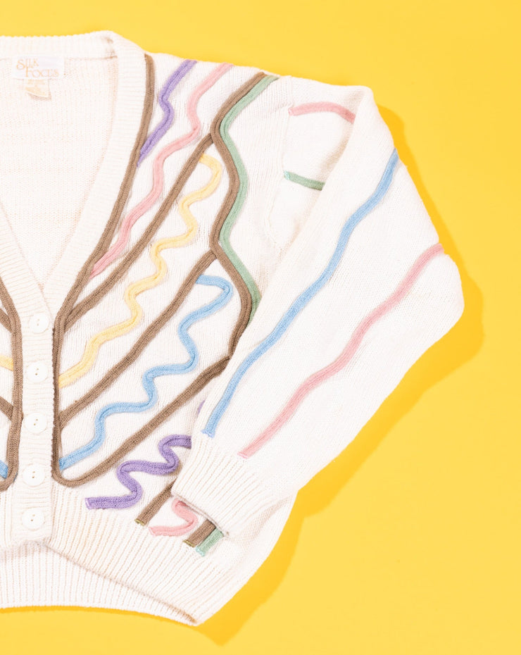 Vintage 80s Silk Focus Retro Cardigan Sweater