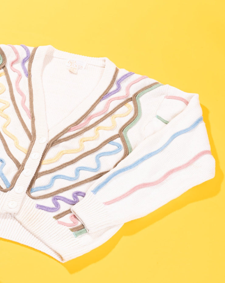 Vintage 80s Silk Focus Retro Cardigan Sweater