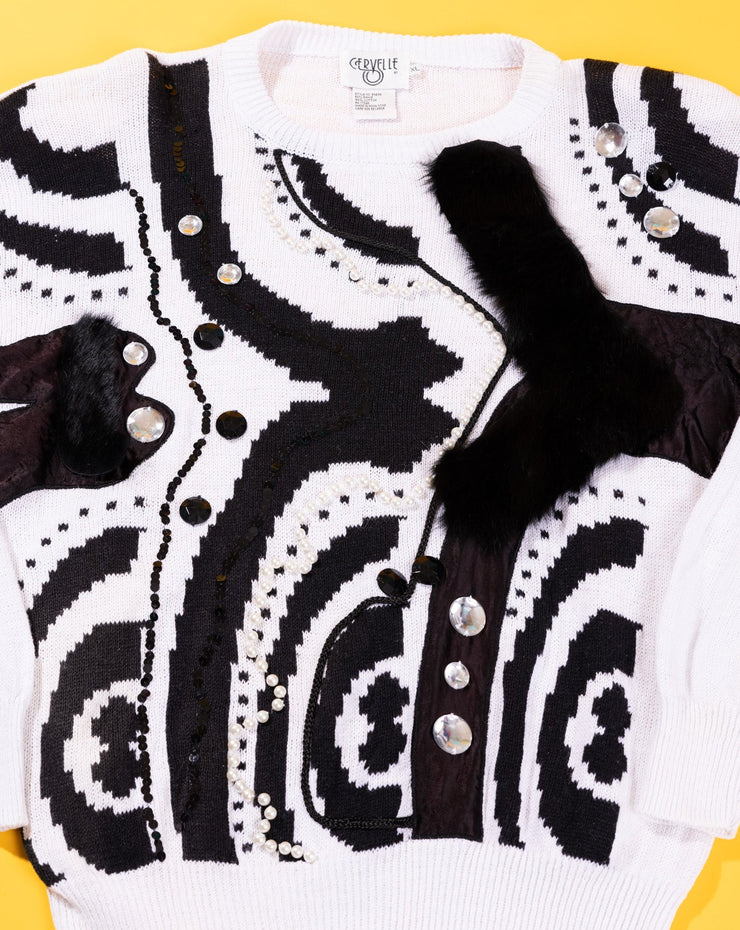 Vintage 80s Cervelle Black & White Sweater