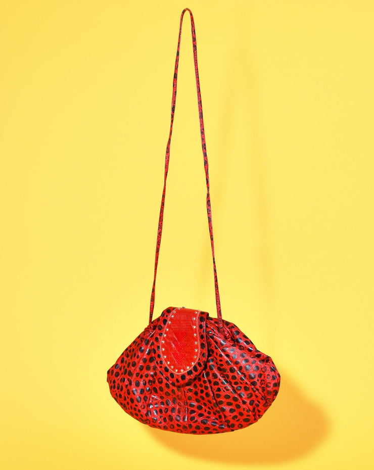 Vintage 80s Red Polka Dot Leather Purse
