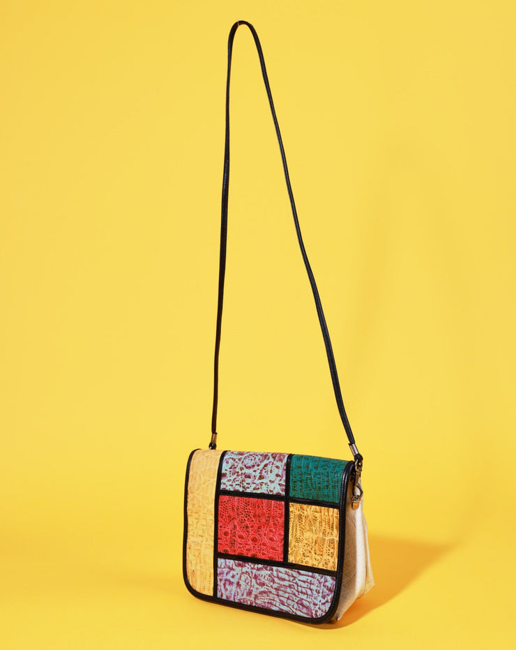 Vintage 80s Colorblock Leather Purse
