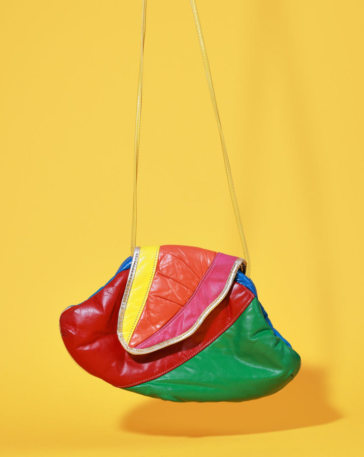 Vintage 80s Retro Rainbow Genuine Leather Purse
