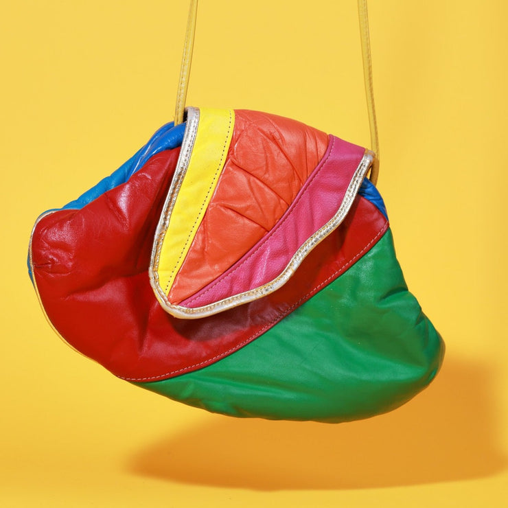 Vintage 80s Retro Rainbow Genuine Leather Purse