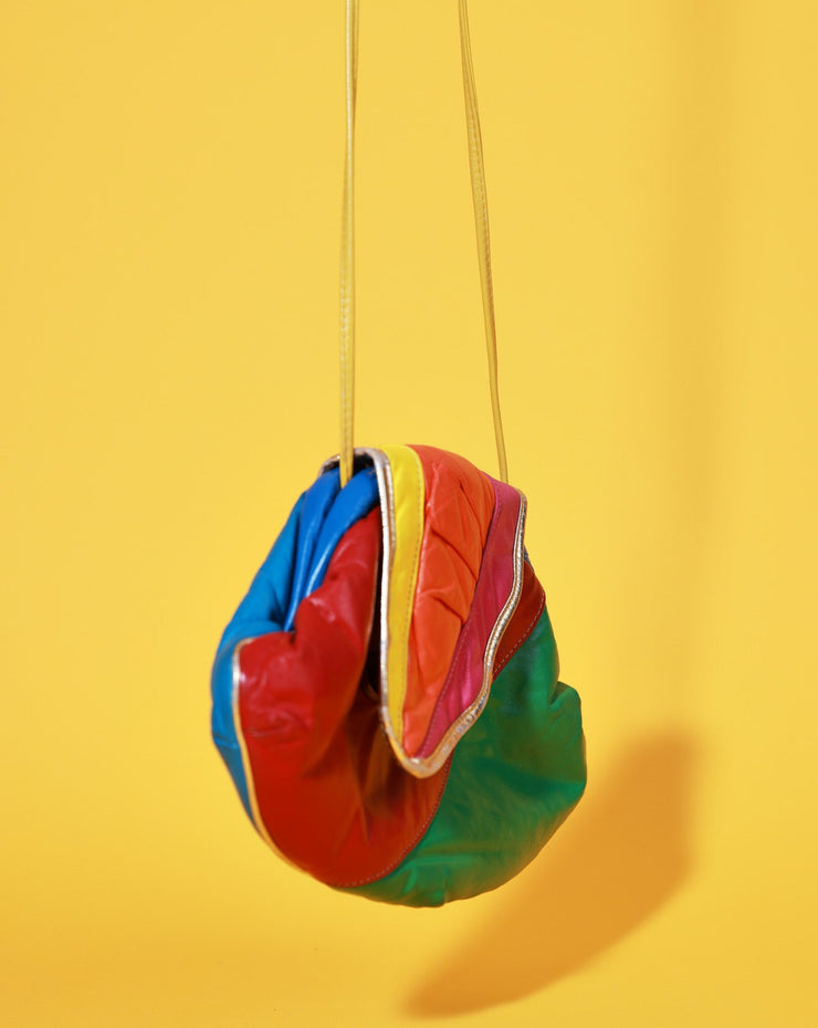 Vintage 80s Retro Rainbow Genuine Leather Purse