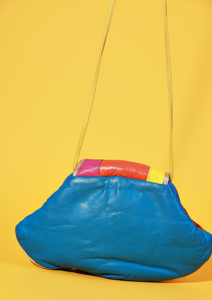 Vintage 80s Retro Rainbow Genuine Leather Purse