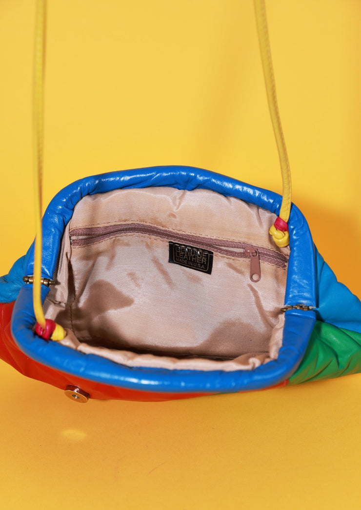 Vintage 80s Retro Rainbow Genuine Leather Purse