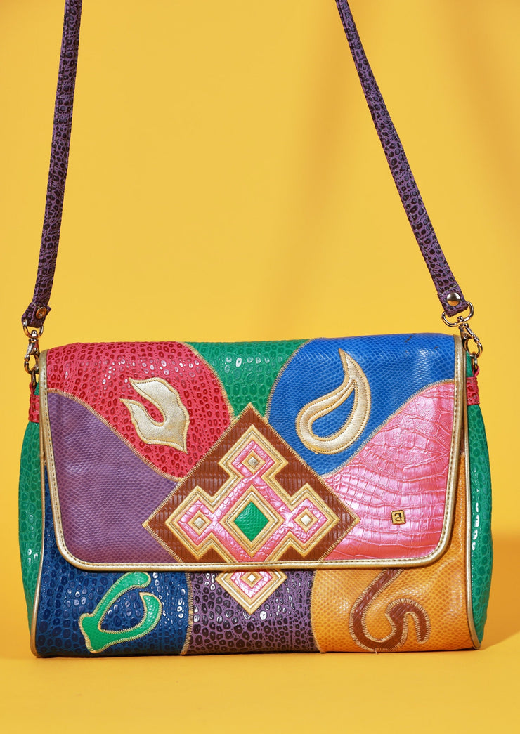 Vintage 80s Nas Alentino Retro Colorblock Leather Purse
