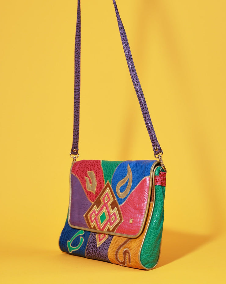 Vintage 80s Nas Alentino Retro Colorblock Leather Purse