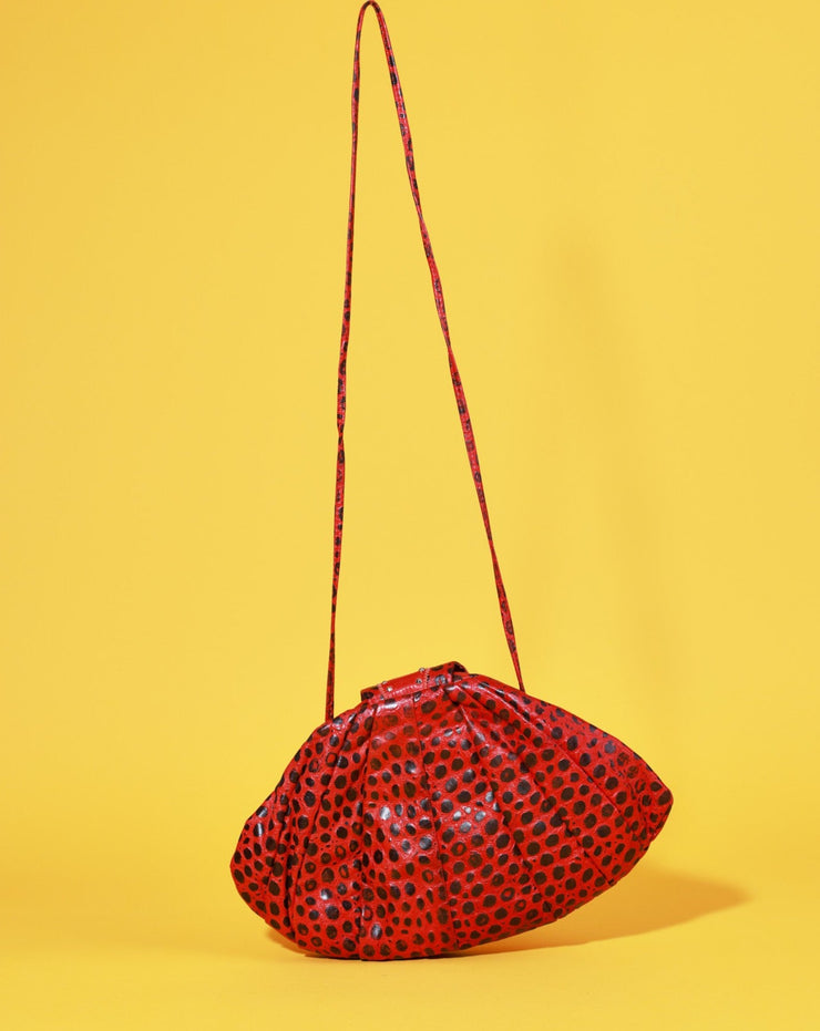 Vintage 80s Red Polka Dot Leather Purse