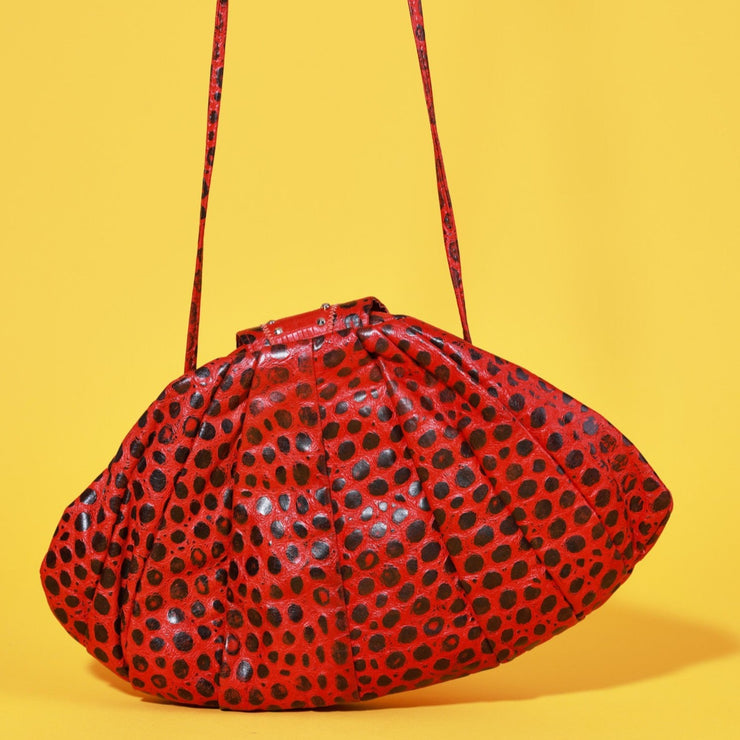 Vintage 80s Red Polka Dot Leather Purse