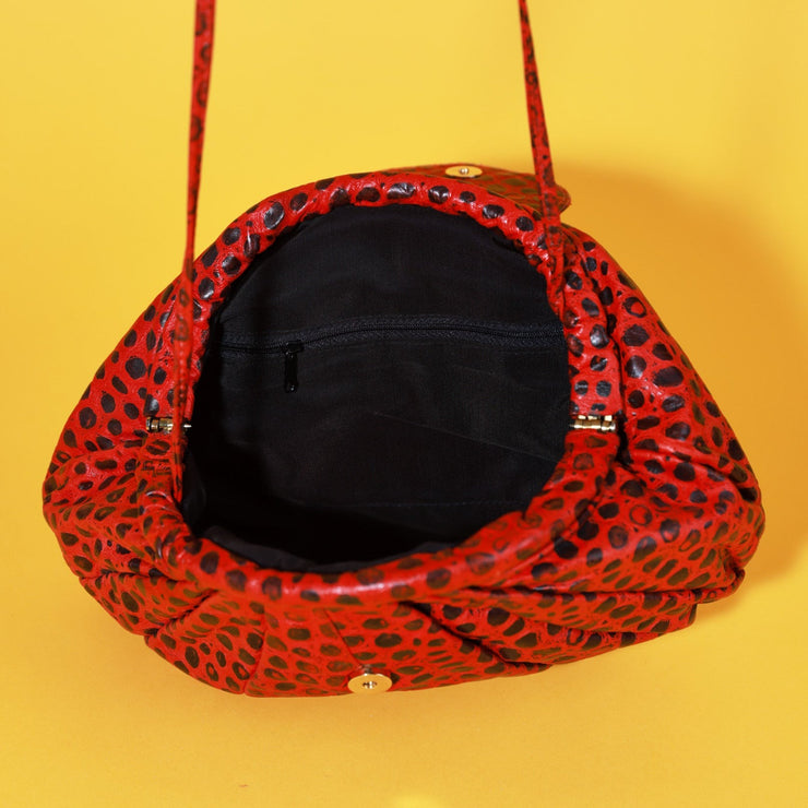 Vintage 80s Red Polka Dot Leather Purse
