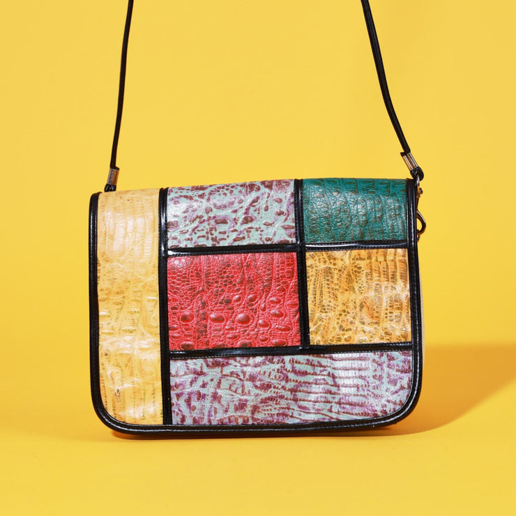 Vintage 80s Colorblock Leather Purse