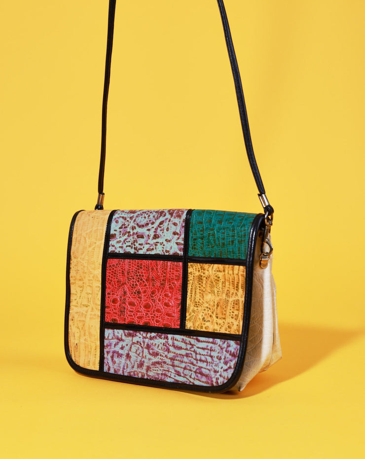 Vintage 80s Colorblock Leather Purse