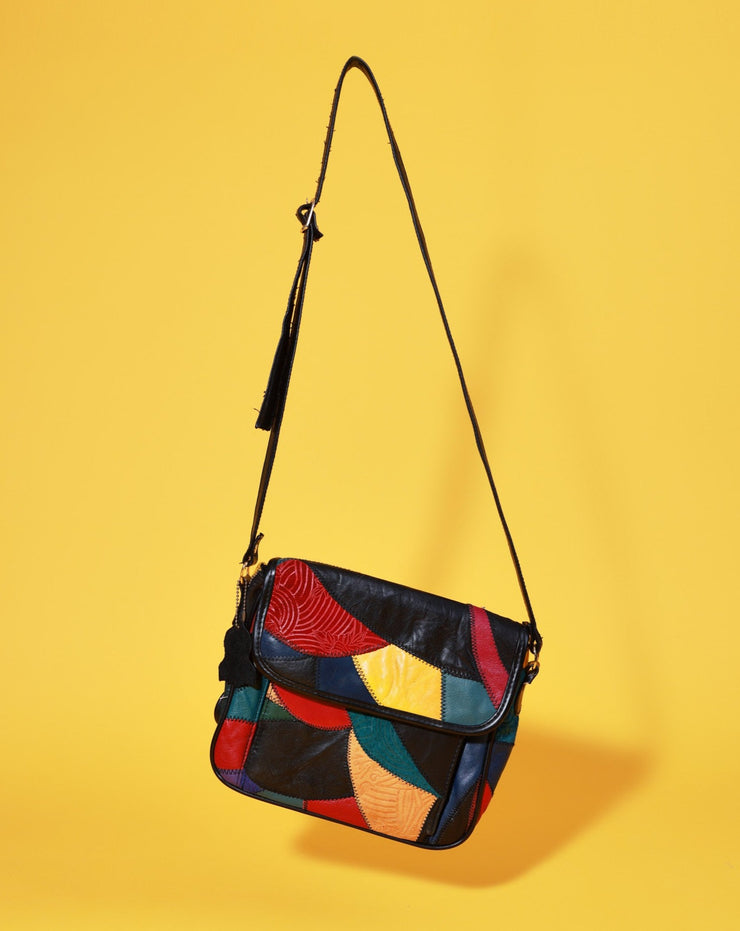 Vintage 80s Genuine Leather Colorblock Purse