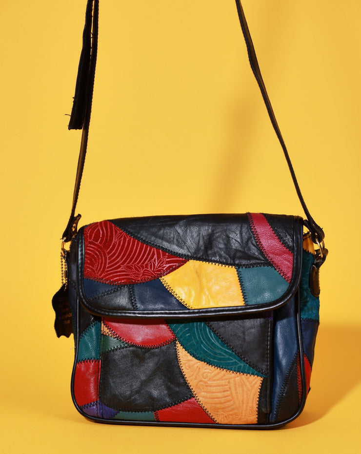 Vintage 80s Genuine Leather Colorblock Purse