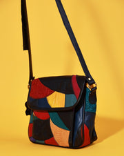 Vintage 80s Genuine Leather Colorblock Purse