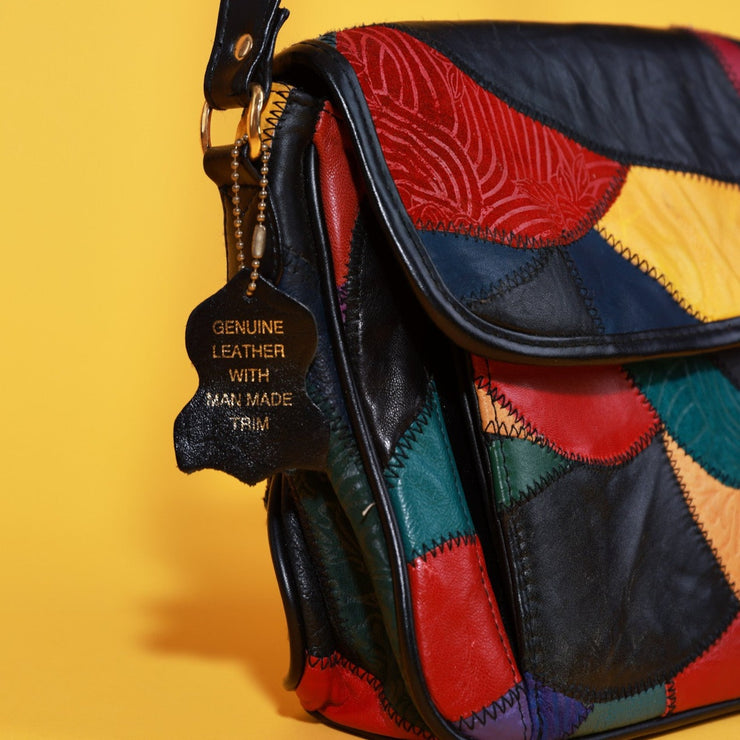 Vintage 80s Genuine Leather Colorblock Purse