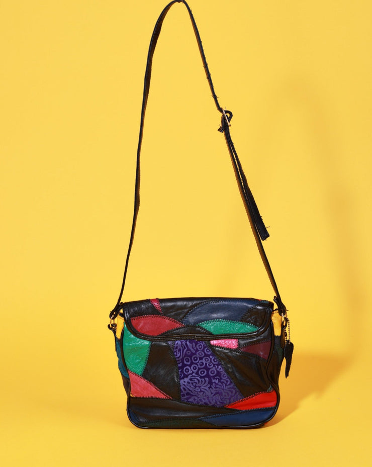 Vintage 80s Genuine Leather Colorblock Purse