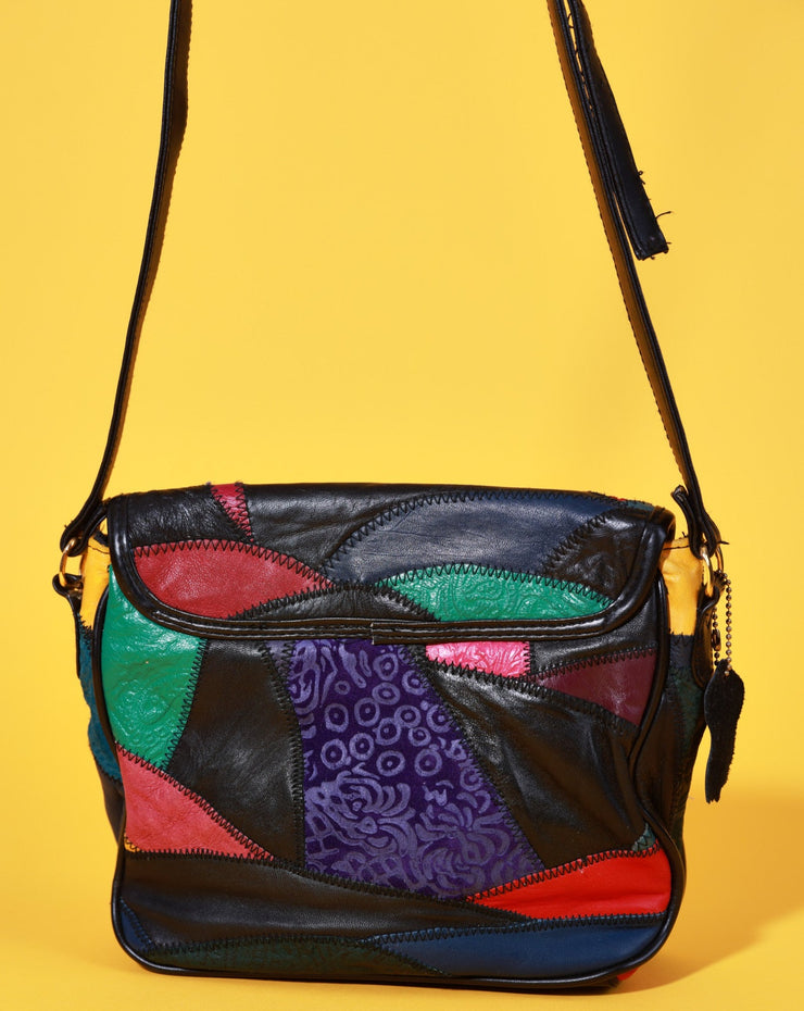 Vintage 80s Genuine Leather Colorblock Purse
