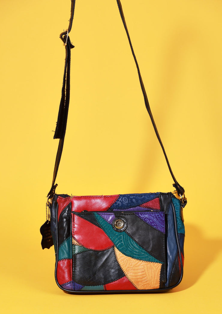 Vintage 80s Genuine Leather Colorblock Purse