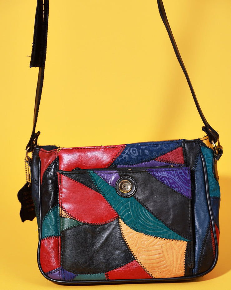 Vintage 80s Genuine Leather Colorblock Purse