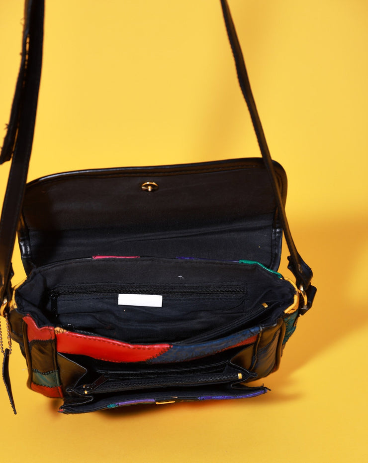 Vintage 80s Genuine Leather Colorblock Purse