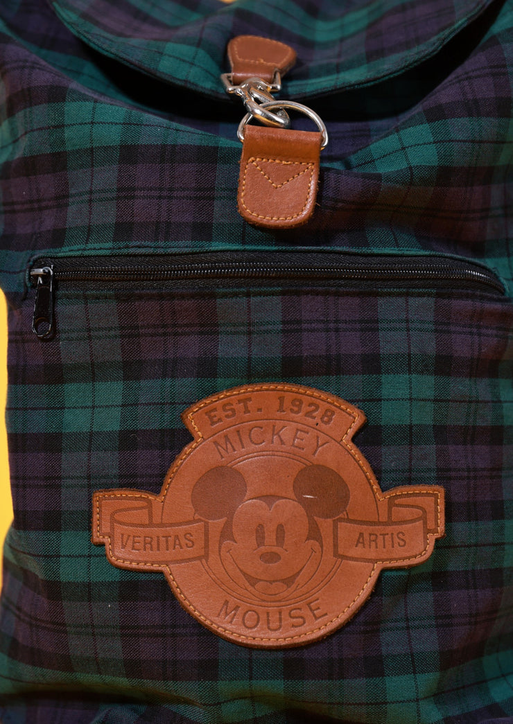 Vintage 90s The Disney Store Mickey Mouse Plaid Backpack