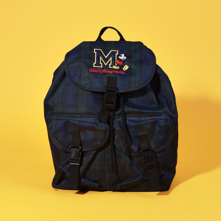 Vintage 90s Mickey Mouse Walt Disney World Plaid Backpack