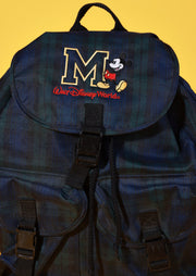 Vintage 90s Mickey Mouse Walt Disney World Plaid Backpack
