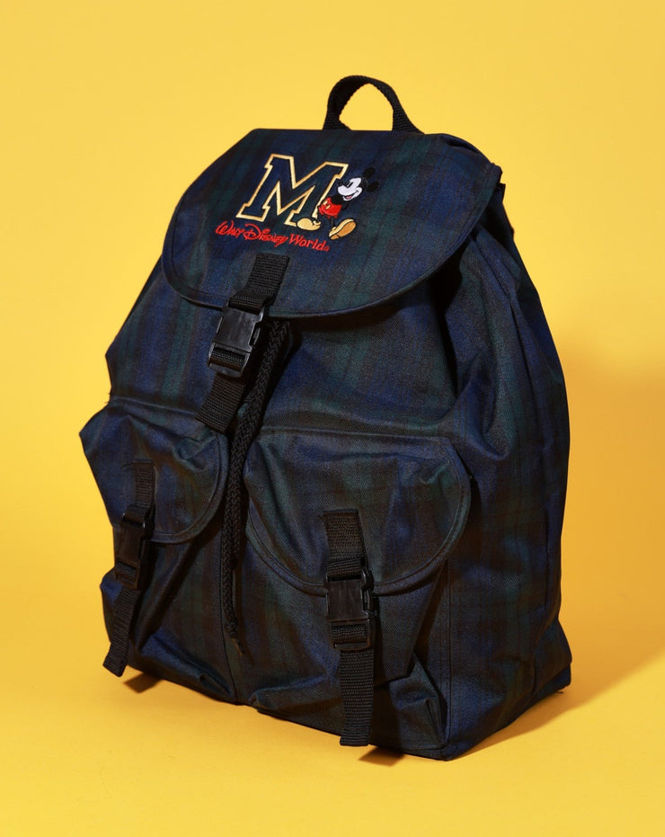 Vintage 90s Mickey Mouse Walt Disney World Plaid Backpack