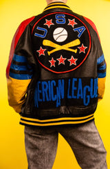 Vintage Fila USA Goose Down Leather Bomber Jacket