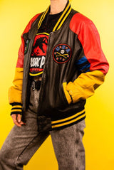 Vintage Fila USA Goose Down Leather Bomber Jacket