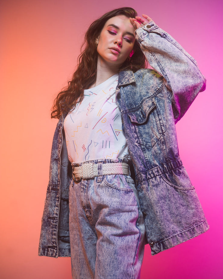 Vintage 80s Down & Feather Acid Wash Denim Coat