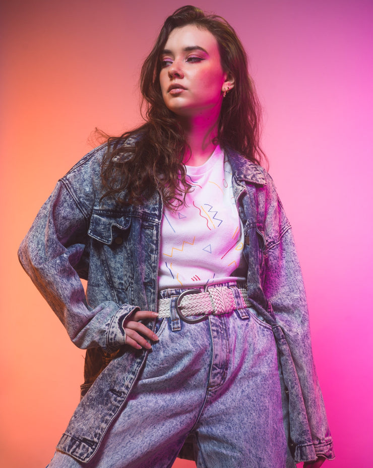 Vintage 80s Down & Feather Acid Wash Denim Coat