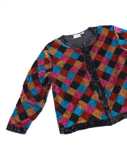 80s Scala Multicolor Sequin Beaded Top