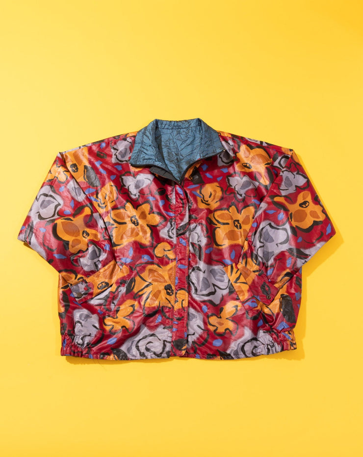 Vintage 90s Fall Leaves Reversible Windbreaker Jacket