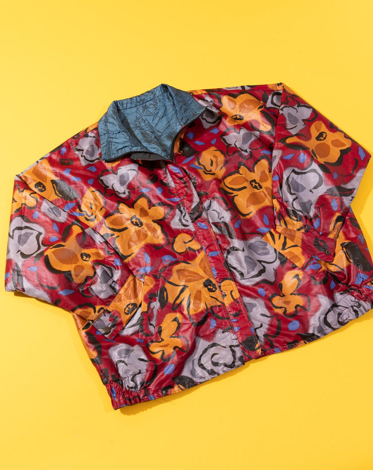 Vintage 90s Fall Leaves Reversible Windbreaker Jacket