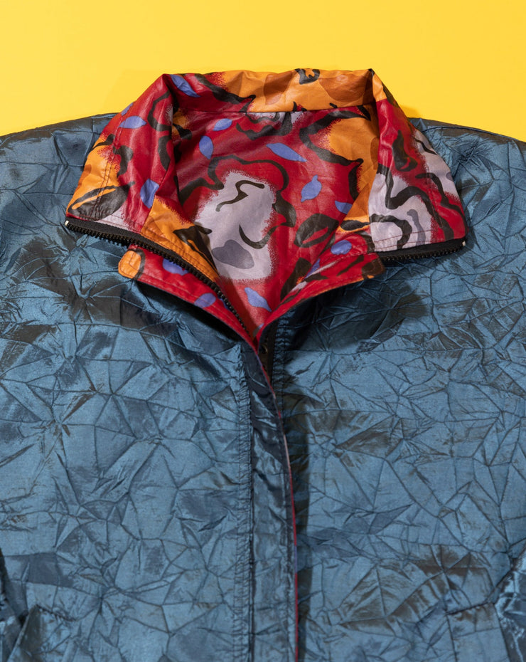 Vintage 90s Fall Leaves Reversible Windbreaker Jacket